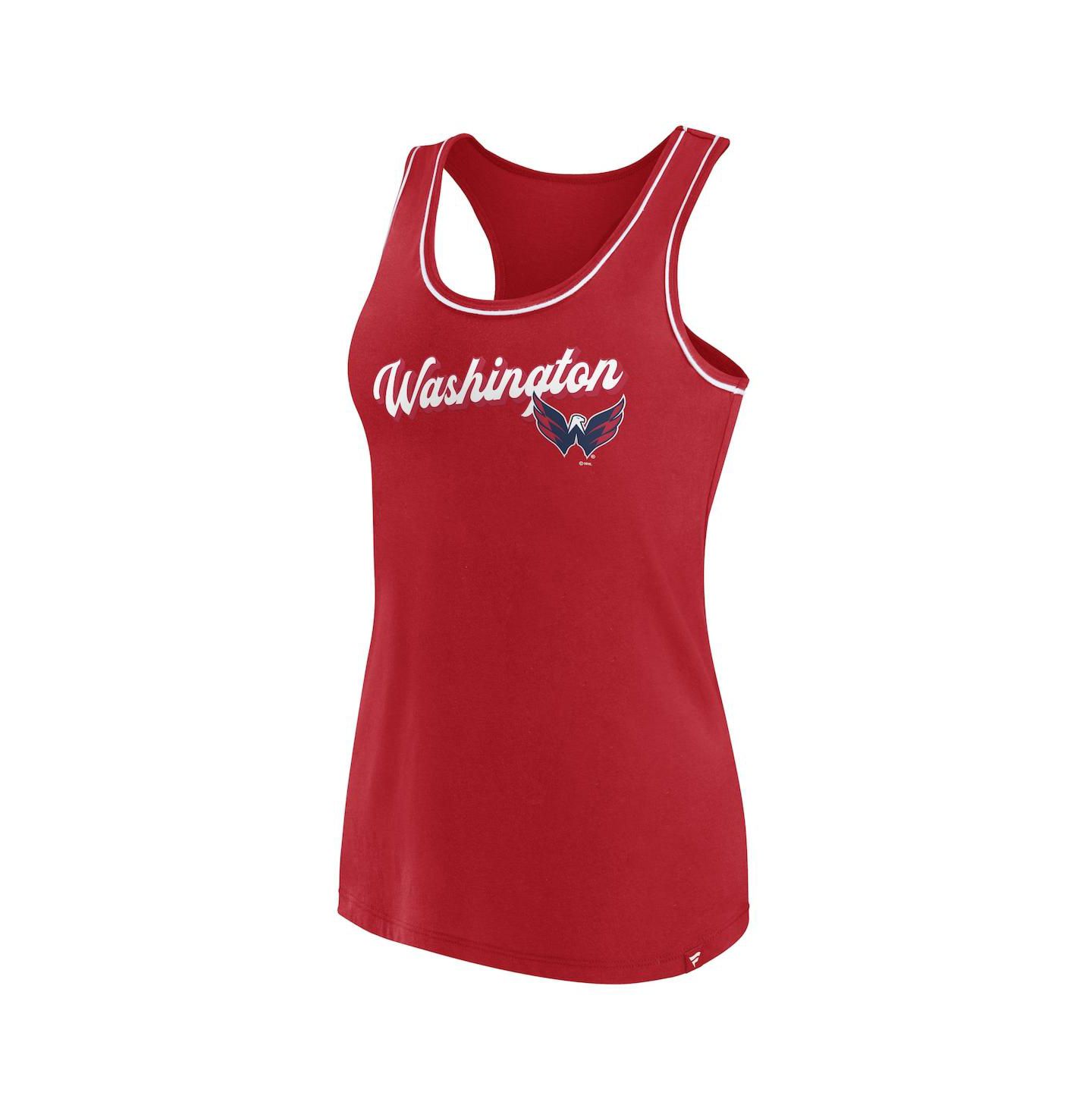 Женский топ Fanatics Red Washington Capitals Wordmark Logo Racerback Scoop Neck — фото 3