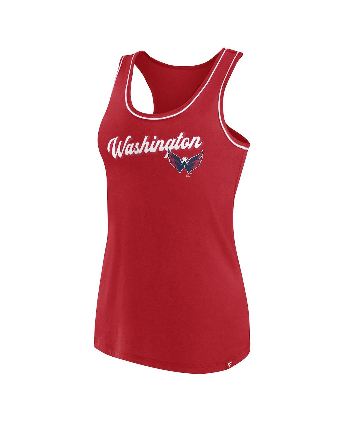 Fanatics Branded Red Washington Capitals Wordmark Logo Racerback Scoop Neck Tank Top In Red