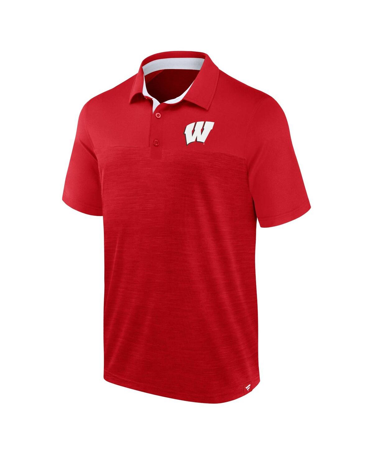 Shop Fanatics Men's  Heather Red Wisconsin Badgers Classic Homefield Polo Shirt