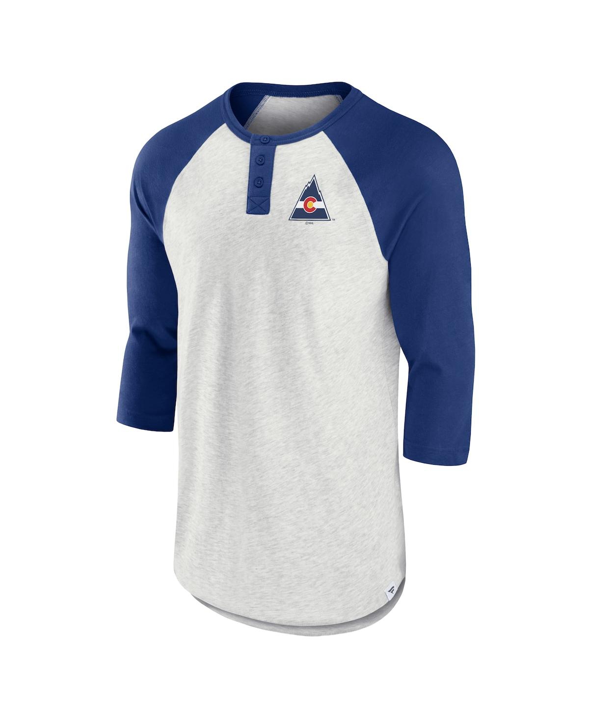 Shop Fanatics Men's  Ash, Blue Co Rockies True Classics Better Believe Raglan Henley 3/4-sleeve T-shirt In Ash,blue