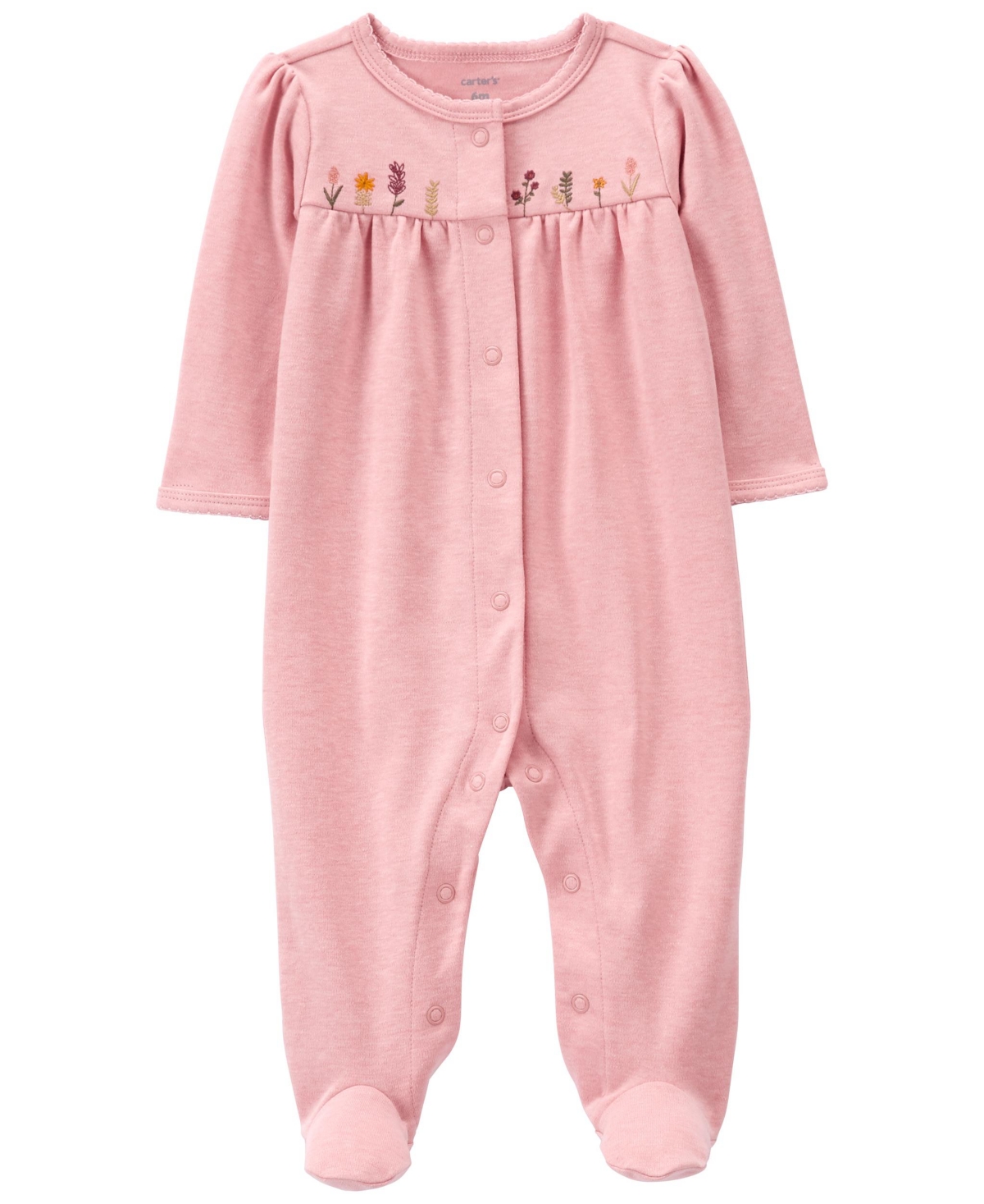 Carter's Baby Girls Floral Snap Up Cotton Sleep And Play In Pink