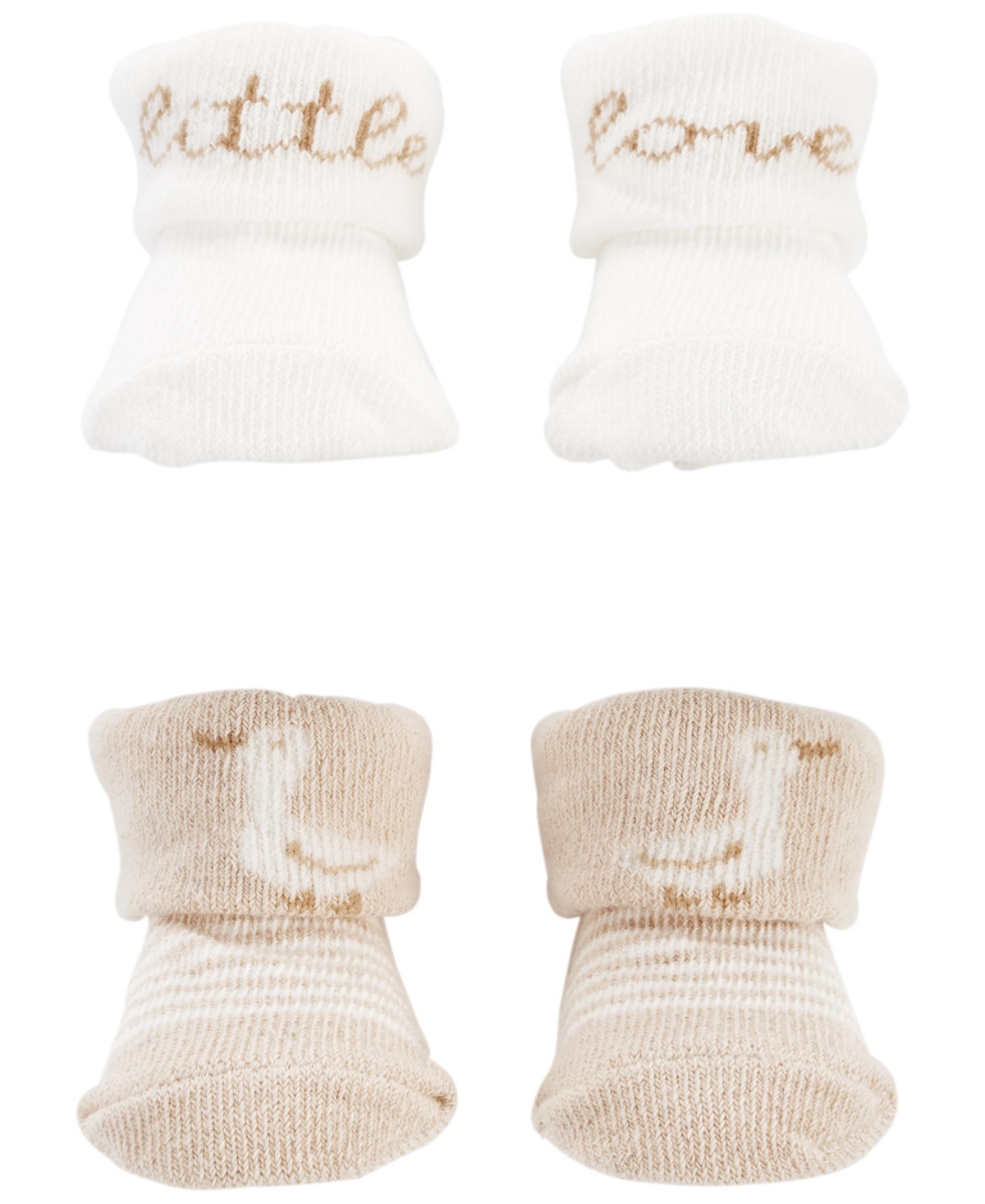 Carter's Baby Boys Or Baby Girls Folded Cuff Sock Booties, Pack Of 2 In Neutral