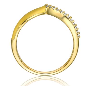 Young Adults/Teens 14k Gold Plated Yellow Enamel 'V' shaped stackable ring