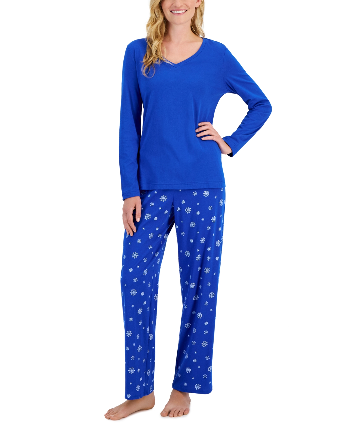 Charter Club Women's 2-Pc. Cotton V-Neck Packaged Pajama Set