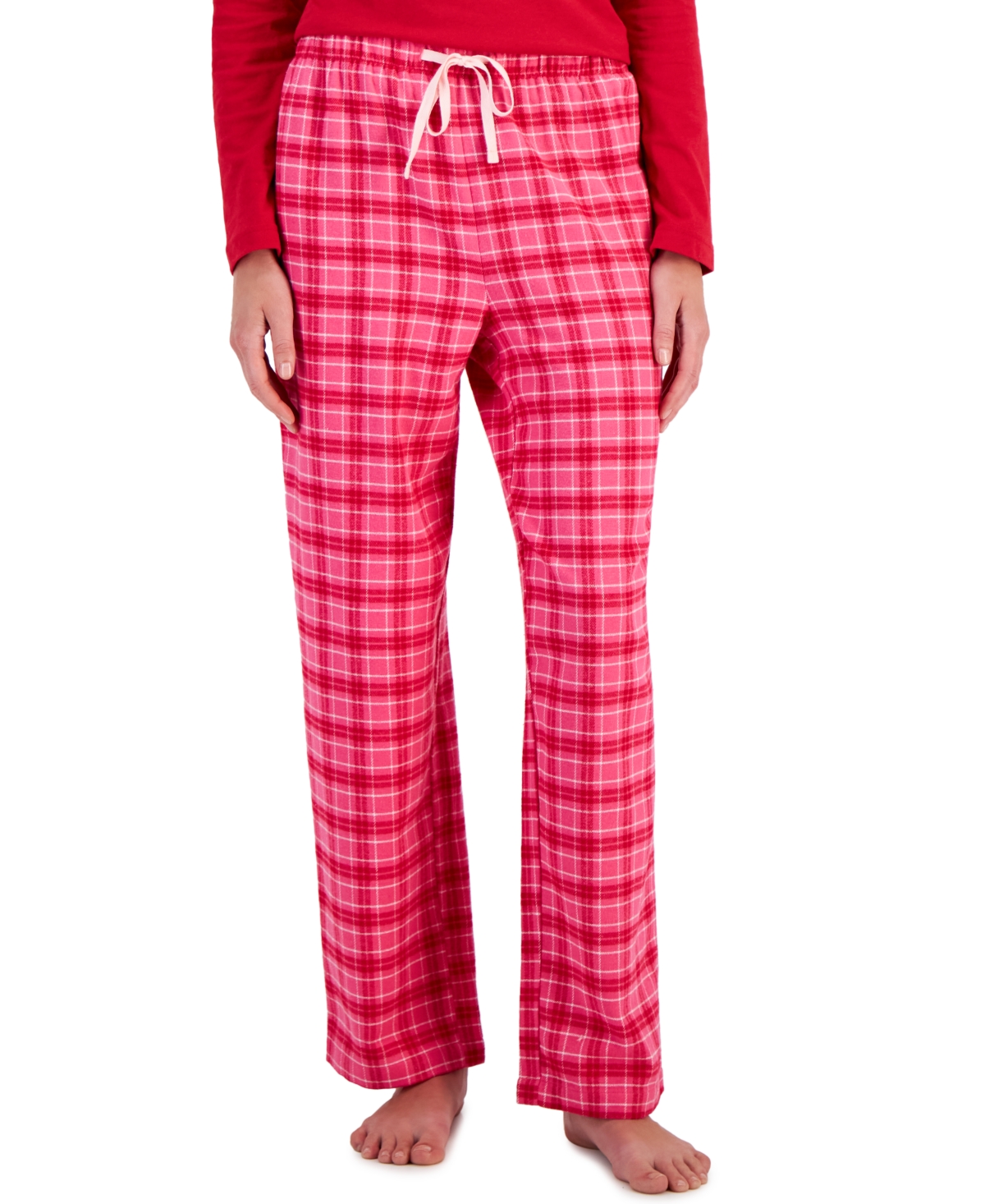 Charter Club Women's Cotton Flannel Pajama Pants, Created For Macy's In Prtty Pnk Plaid