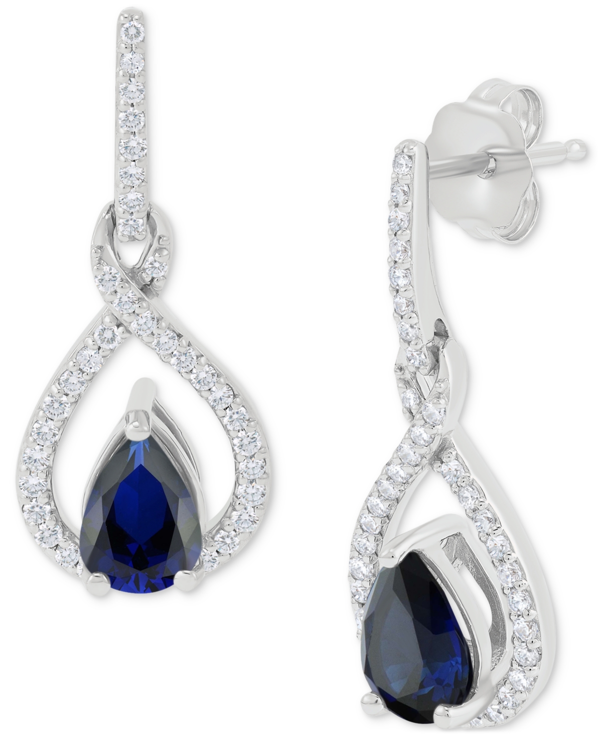 Macy's Emerald (7/8 Ct. T.w.) & Diamond (1/5 Ct. T.w.) Pear Halo Drop Earrings In 14k Gold (also In Sapphir In Blue