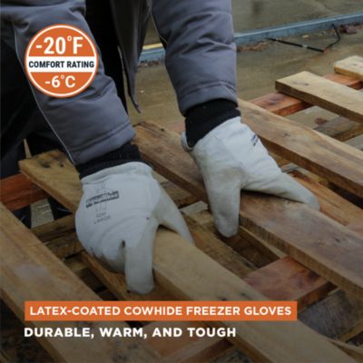 Men's Insulated Fleece Lined Leather Gloves with Nitrile Coating