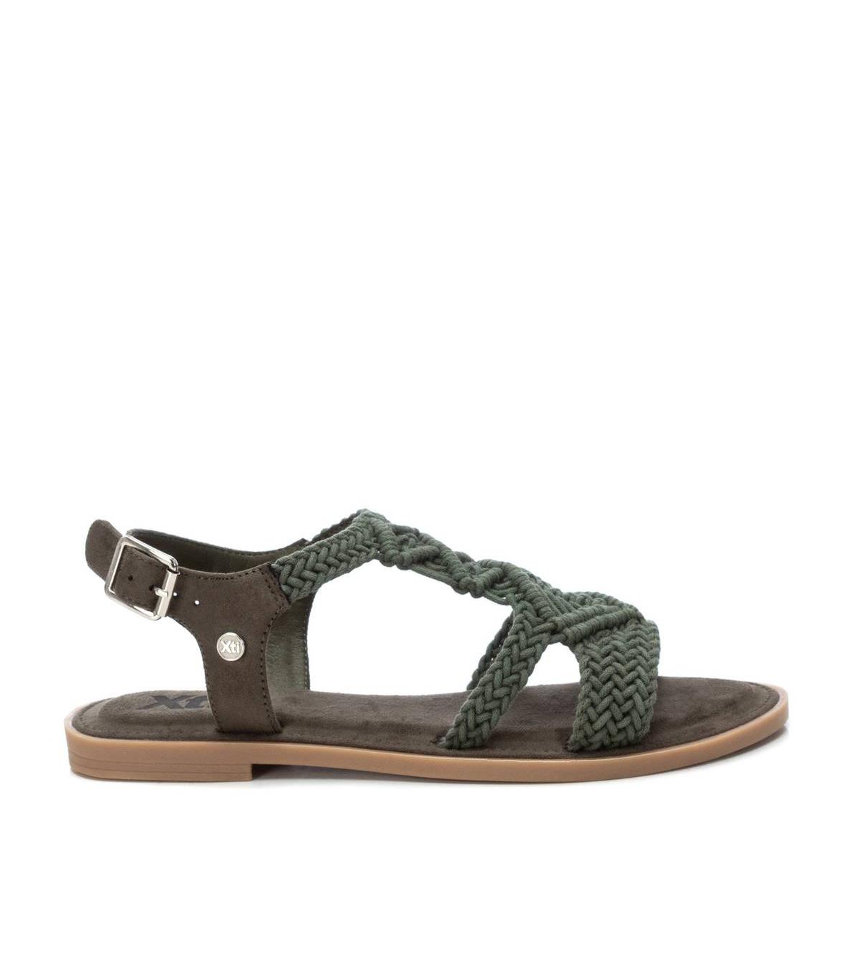Xti Women's Braided Strap Flat Sandals By Xti,- Green