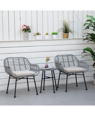 3 Piece Patio Set, PE Rat Table and Chairs,