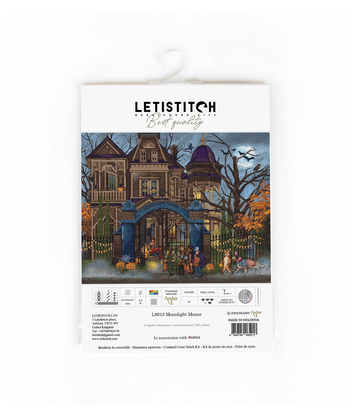 LetiStitch Counted Cross Stitch Kit Moonlight Manor L8013