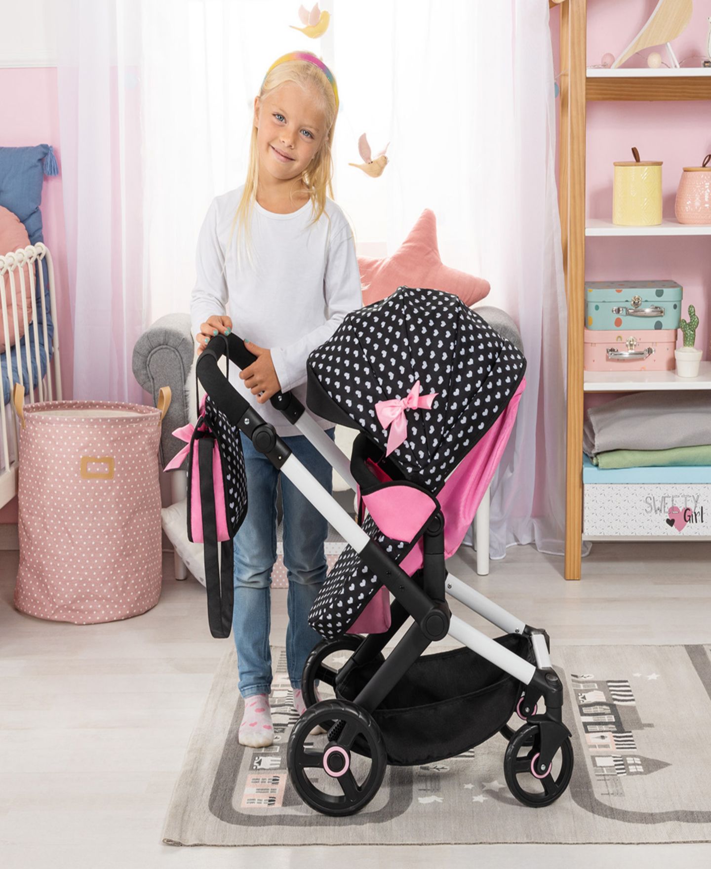 Детские аксессуары для кукол Bayer Design Dolls - Hearts Pram Xeo Set — фото 7
