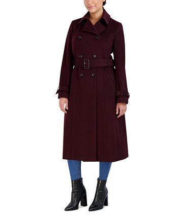 Cole Haan Women's Double-Breasted Belted Wool Blend Trench Coat - Macy's