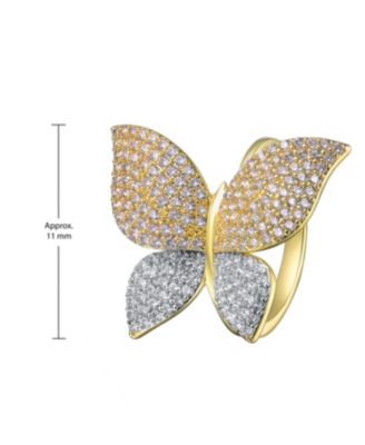 14k Gold Plated Large Garden Butterfly Ring with Cubic Zirconia