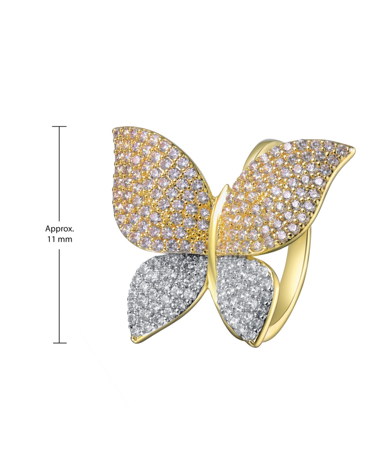 Rachel Glauber Radiant 14kPlated Large Garden Butterfly Ring with Cubic Zirconia - Gold