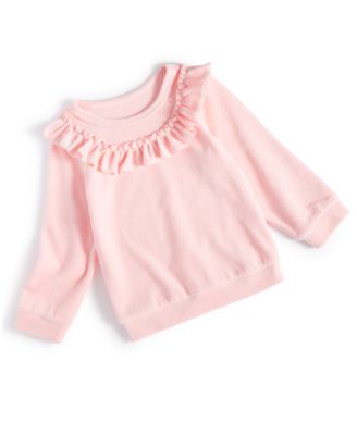 First Impressions - Baby Girls Ruffled Velour Top