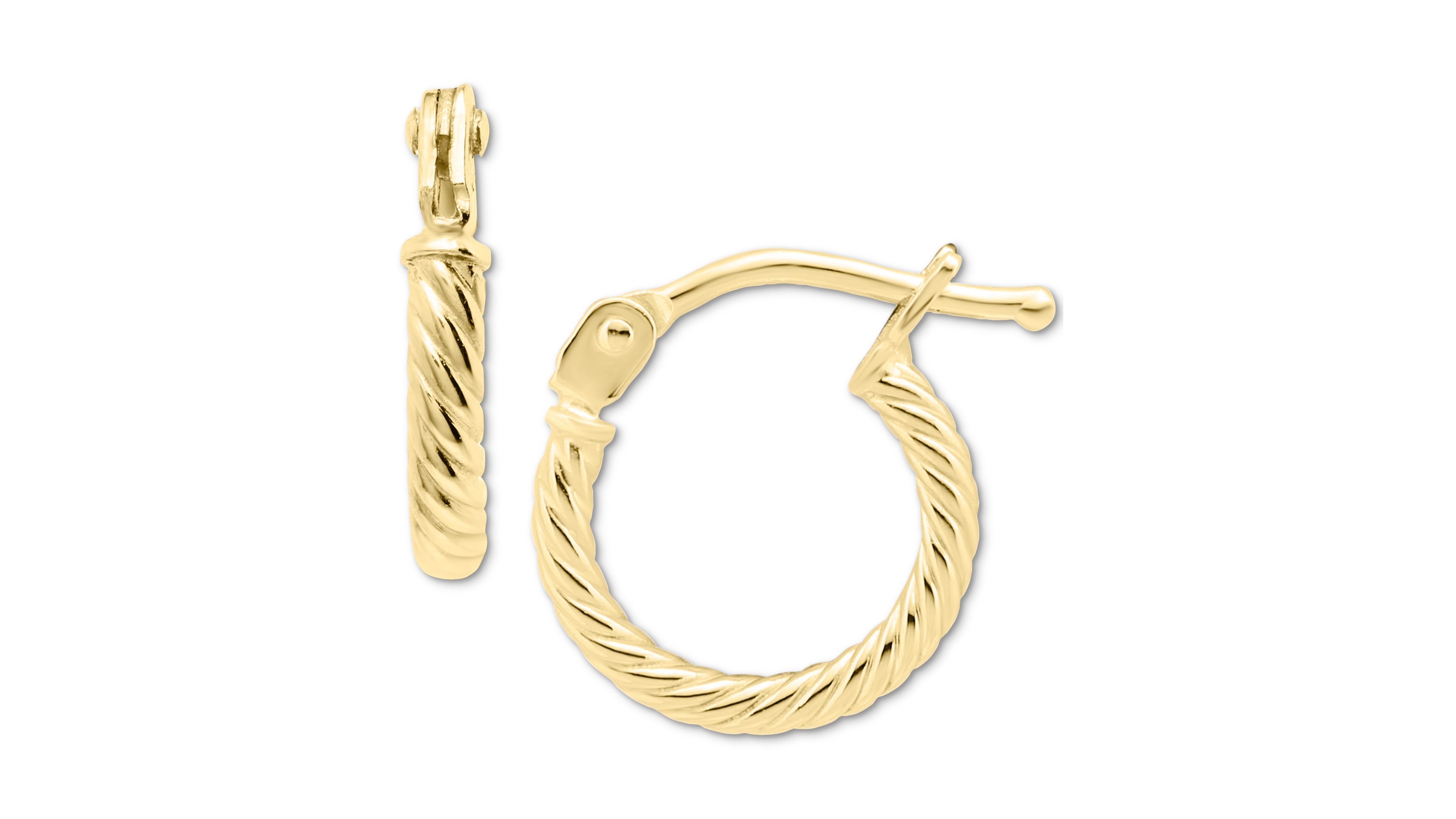 Children's Twist Style Extra Small Hoop Earrings in 14k Gold, 3/8"