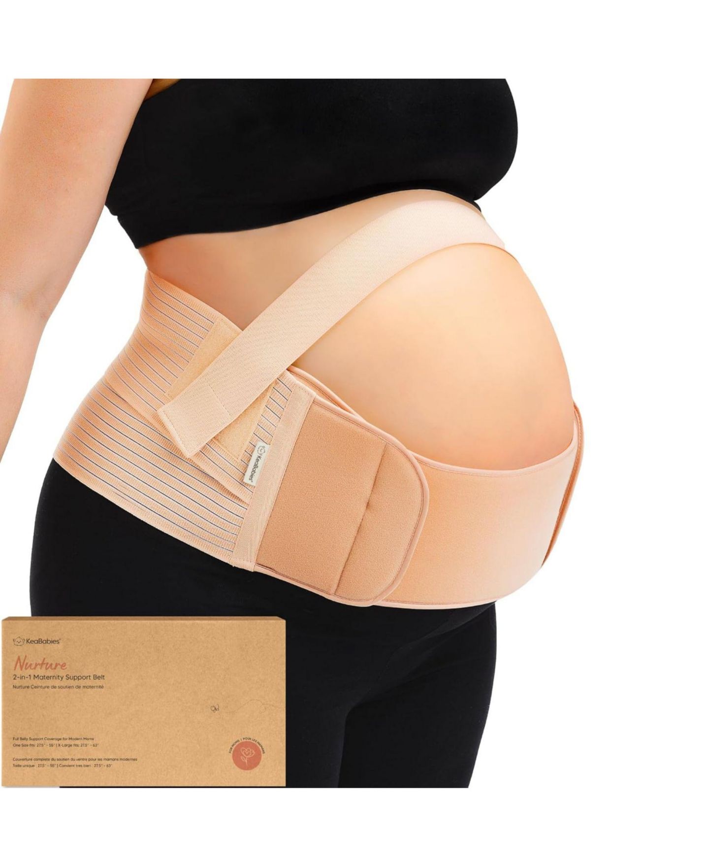 Женский ремень KeaBabies 2 in 1 Pregnancy Belly Support Band, Maternity Belt, Pregnancy Must Haves Baby Belly Bands, цвет: Слоновая кость — фото 5