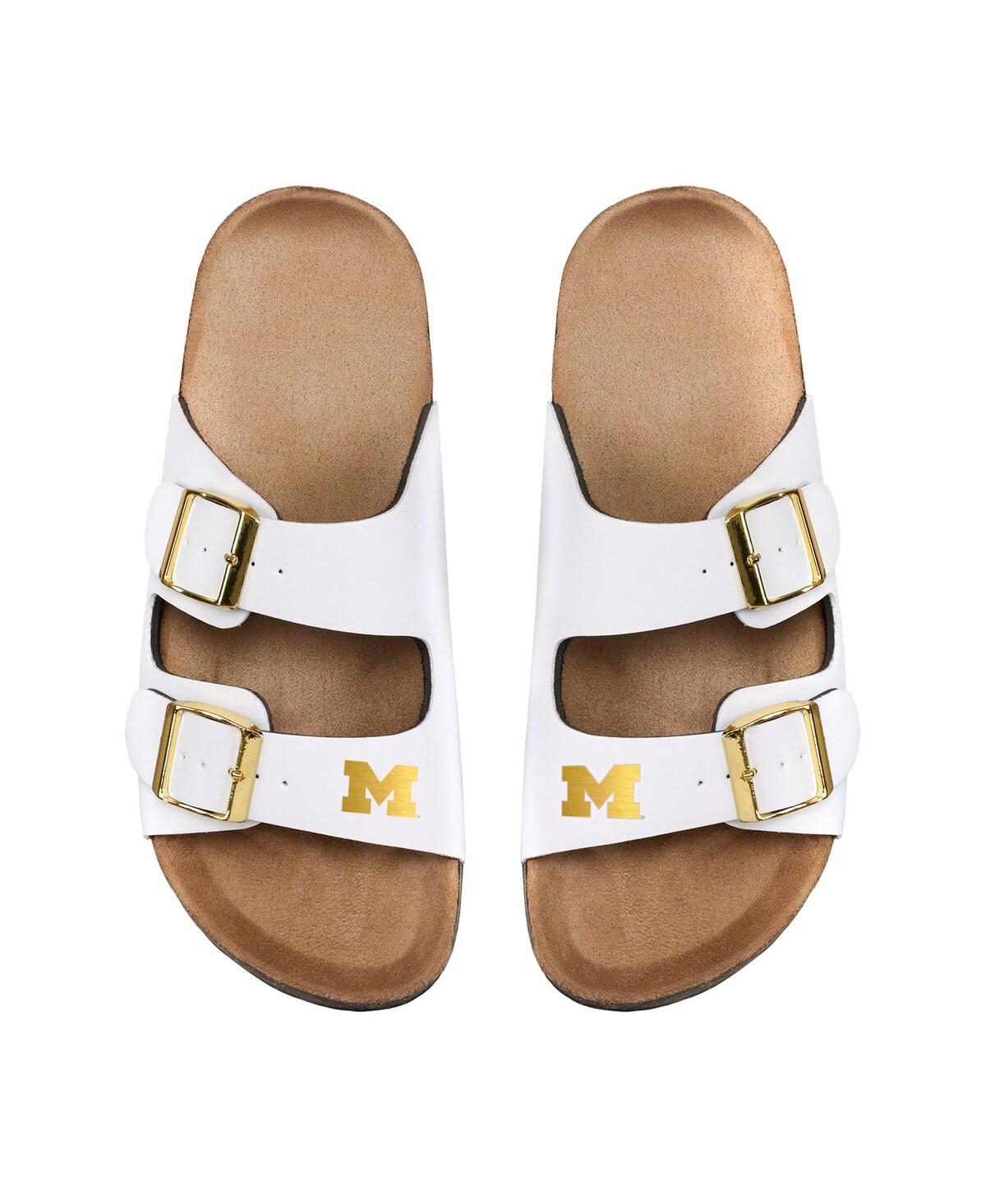 Foco Women's  Michigan Wolverines Double-buckle Sandals In White
