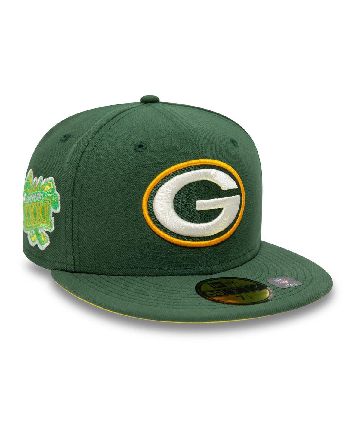New Era Men's  Green Green Bay Packers Super Bowl Xxxi Citrus Pop 59fifty Fitted Hat