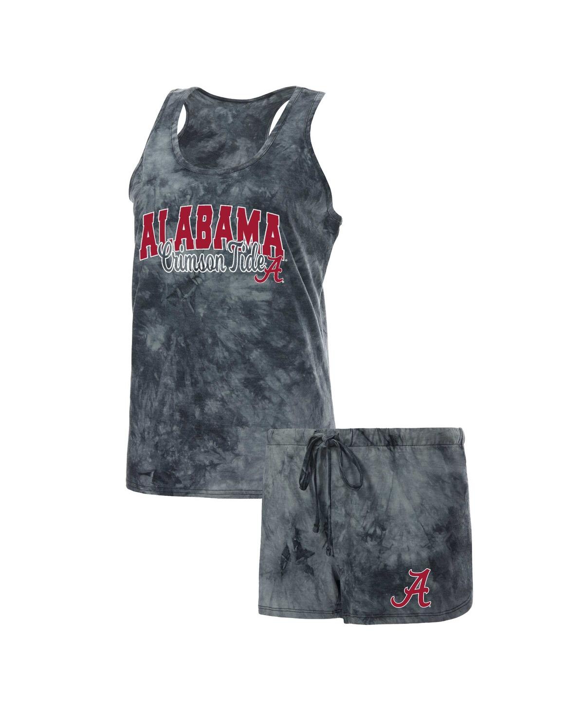 CONCEPTS SPORT WOMEN'S CONCEPTS SPORT CHARCOAL ALABAMA CRIMSON TIDE BILLBOARD TIE-DYE TANK TOP AND SHORTS SLEEP SET 