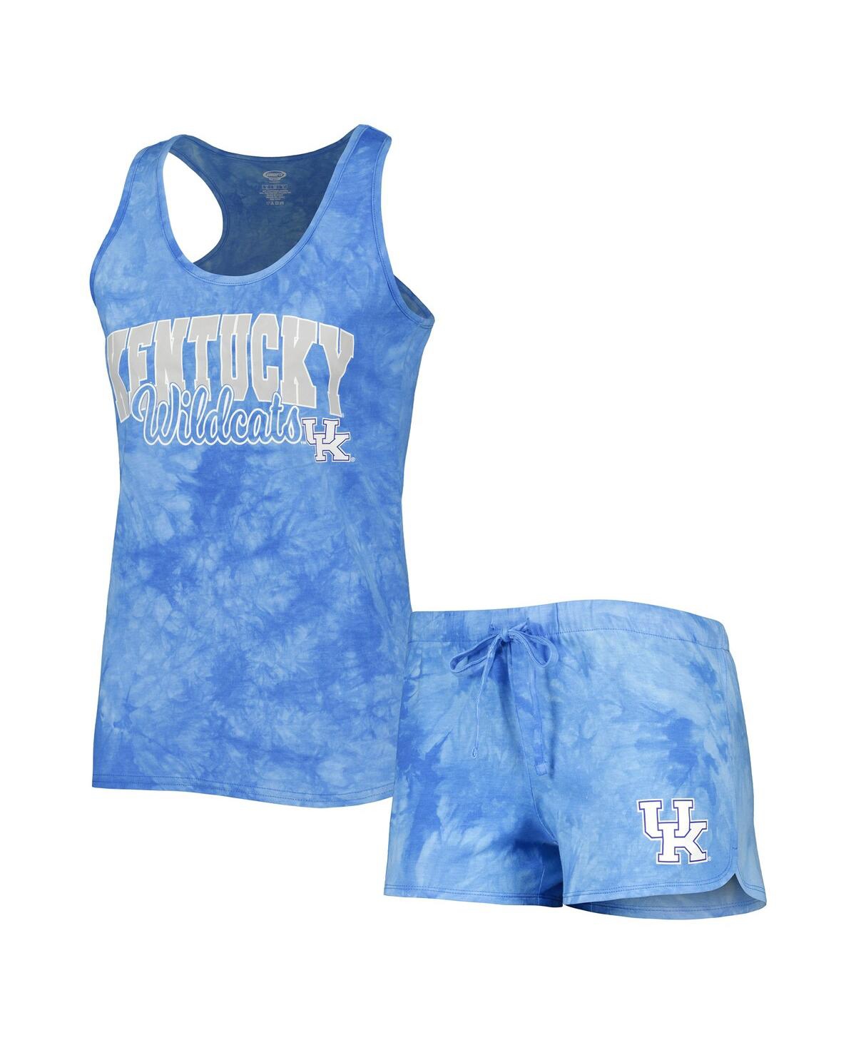 Shop Concepts Sport Women's  Royal Kentucky Wildcats Billboard Tie-dye Tank Top And Shorts Sleep Set