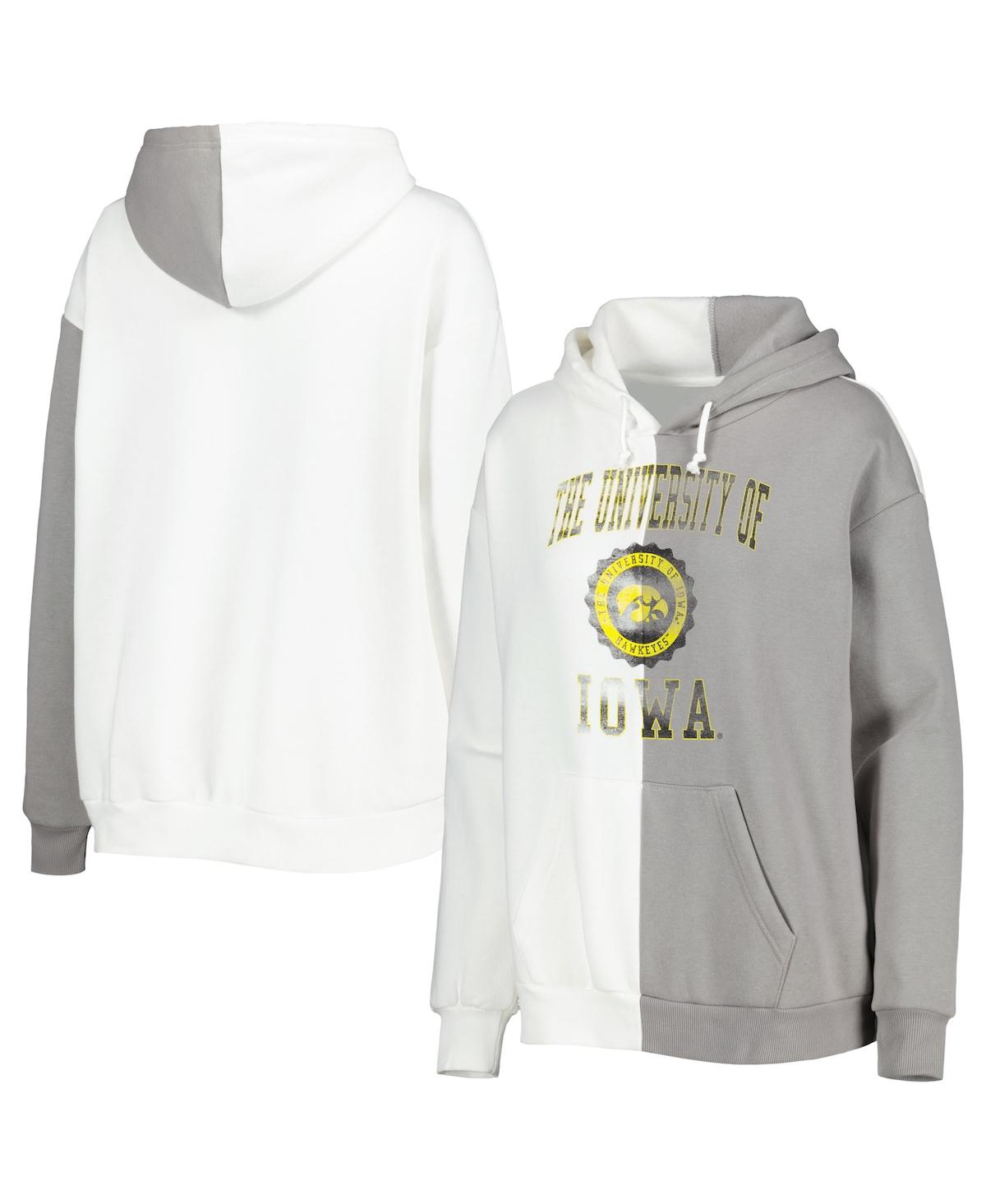 Shop Gameday Couture Women's  Gray, White Iowa Hawkeyes Split Pullover Hoodie In Gray,white