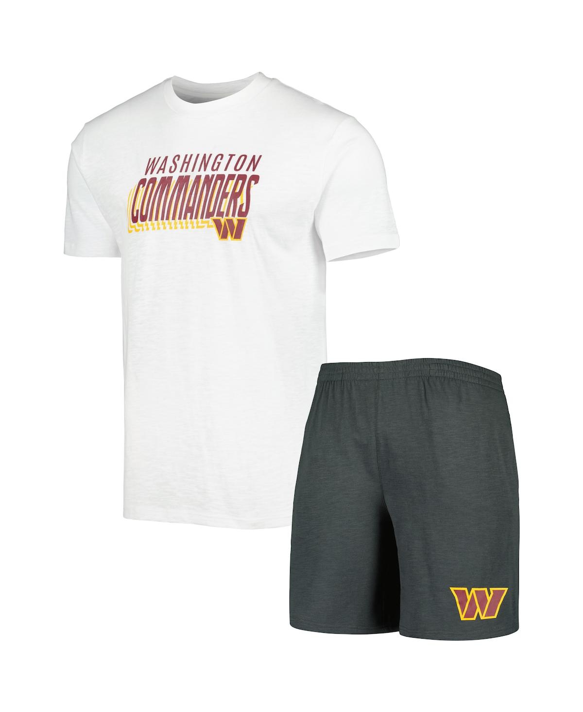 Concepts Sport Men's  Charcoal, White Washington Commanders Downfield T-shirt And Shorts Sleep Set In Charcoal,white