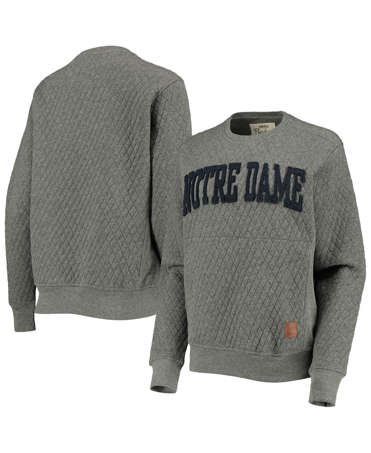 PRESSBOX WOMEN'S PRESSBOX HEATHER CHARCOAL NOTRE DAME FIGHTING IRISH MOOSE QUILTED PULLOVER SWEATSHIRT 