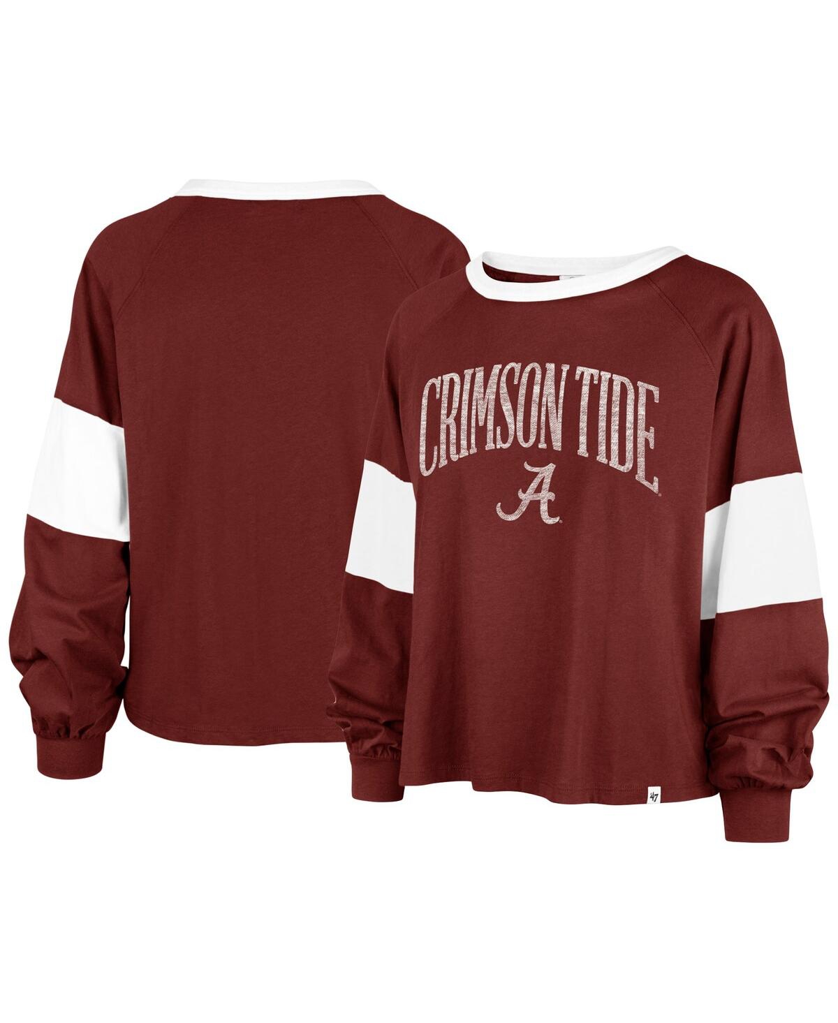 47 BRAND WOMEN'S '47 BRAND CRIMSON ALABAMA CRIMSON TIDE UPSIDE RHEA RAGLAN LONG SLEEVE T-SHIRT 