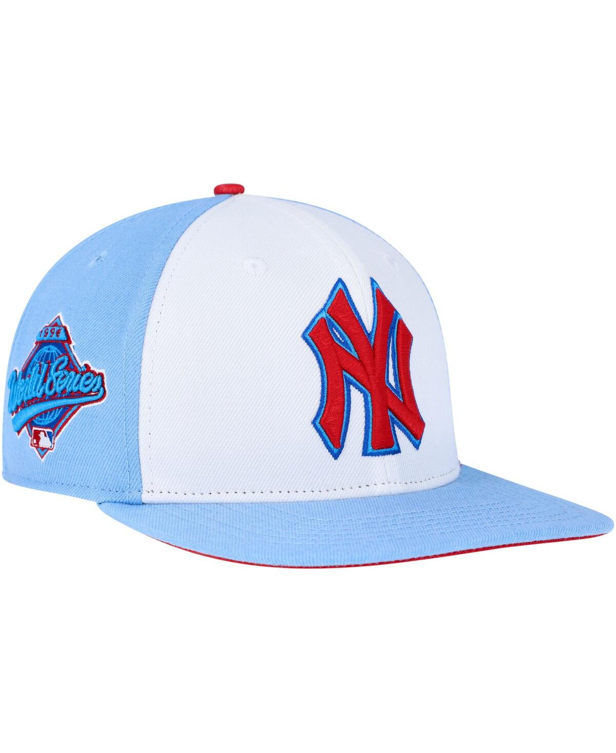 Shop Pro Standard Men's  White And Light Blue New York Yankees Blue Raspberry Ice Cream Drip Snapback Hat In White,light Blue