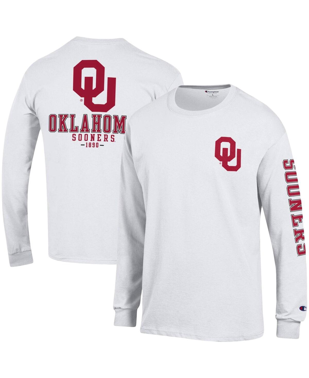 Shop Champion Men's  White Oklahoma Sooners Team Stack Long Sleeve T-shirt
