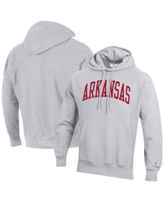 Men's Heathered Gray Arkansas Razorbacks Team Arch Reverse Weave Pullover Hoodie