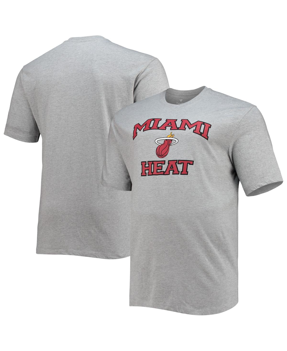 Profile Men's Heathered Gray Miami Heat Big And Tall Heart And Soul T-shirt In Heathered Gray