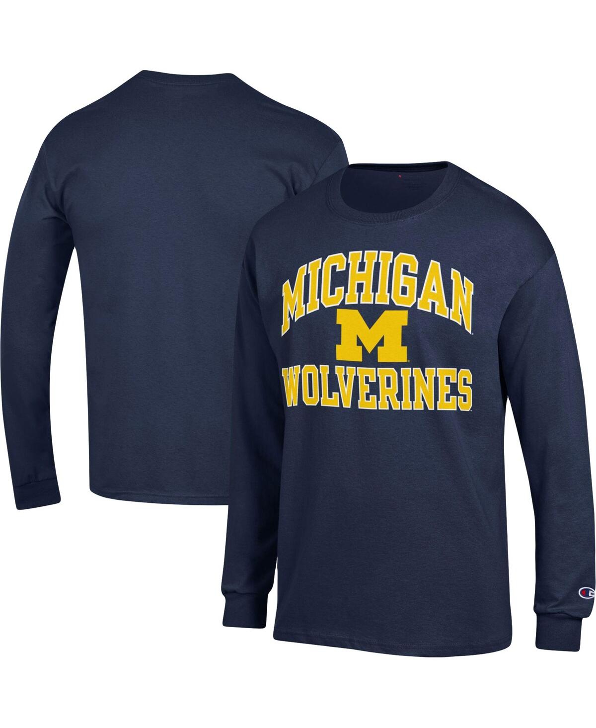 Men's ChampionMichigan Wolverines High Motor Long Sleeve T-shirt - Navy