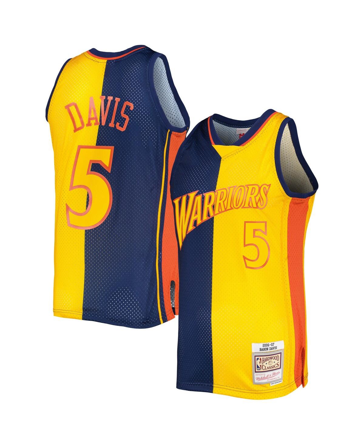 Men's Mitchell & Ness Baron Davis Gold Golden State Warriors Hardwood Classics 2006-07 Split Swingman Jersey - Gold