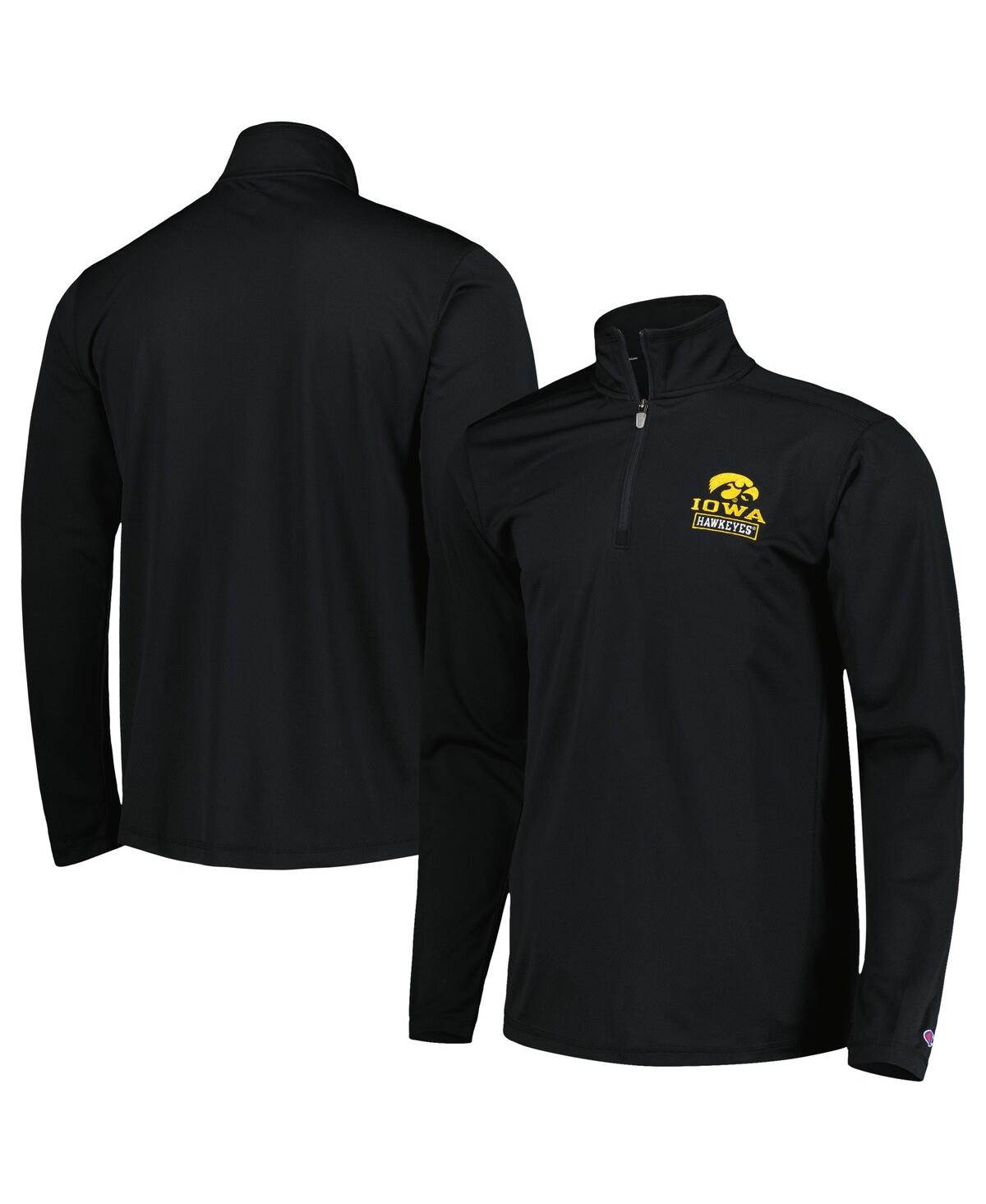 Shop Champion Men's  Black Iowa Hawkeyes Textured Quarter-zip Jacket