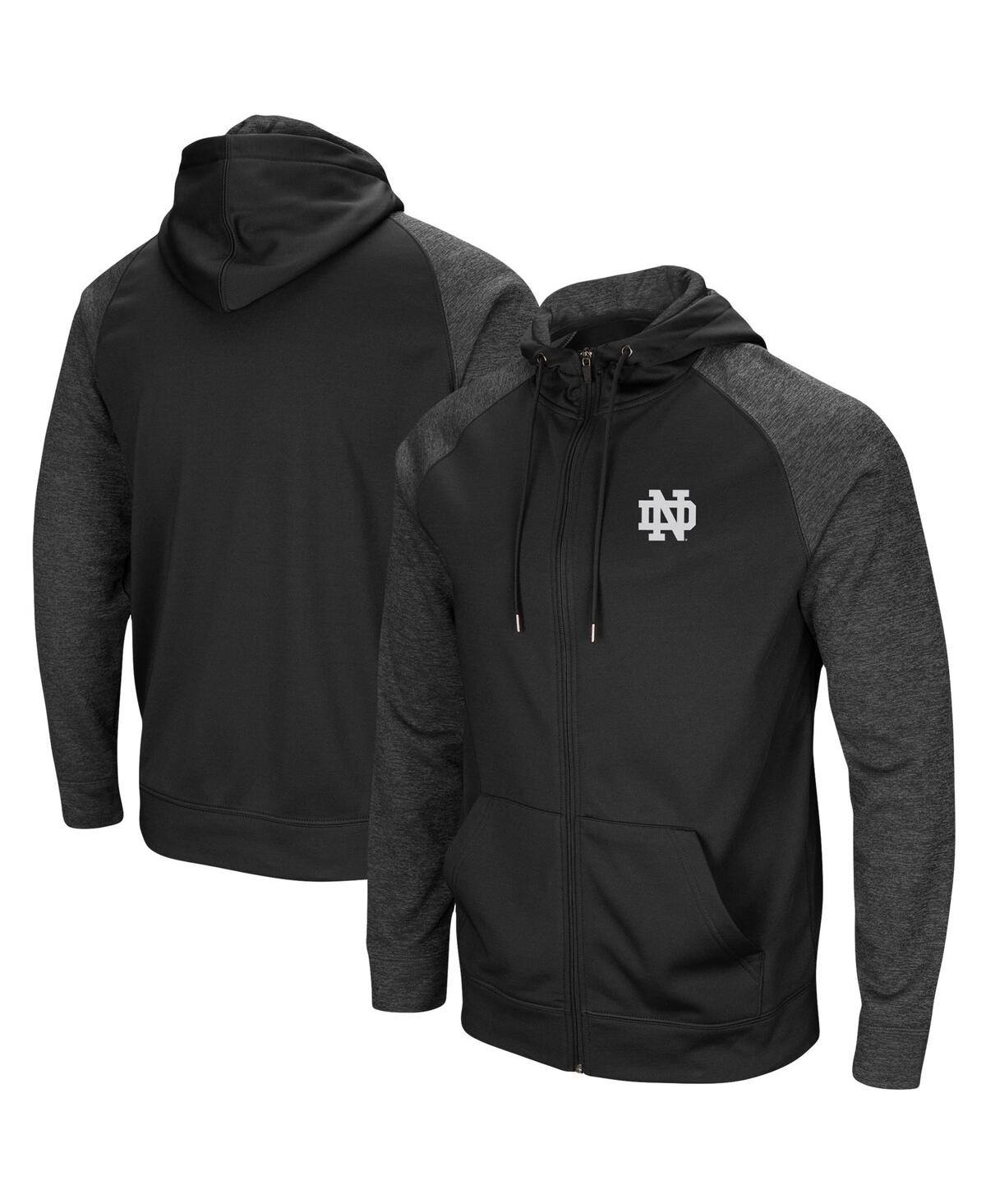 Colosseum Men's  Black Notre Dame Fighting Irish Big And Tall Blackout Raglan Full-zip Hoodie In Black