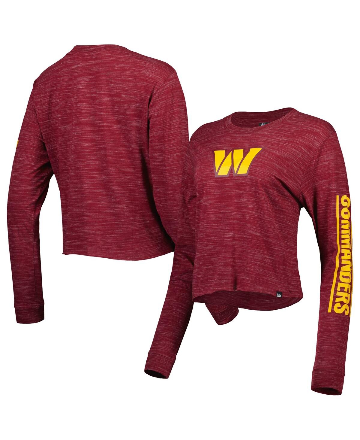 Women's New EraWashington Commanders Crop Long Sleeve T-shirt - Burgundy