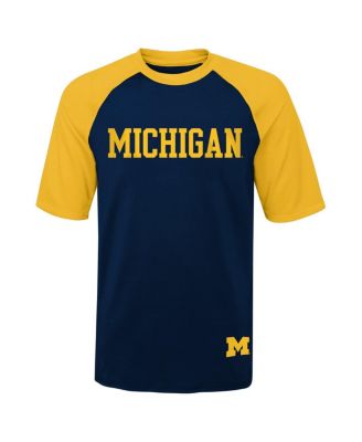 Big Boys Navy Michigan Wolverines Mecca Dunes Rash Guard Raglan T-shirt