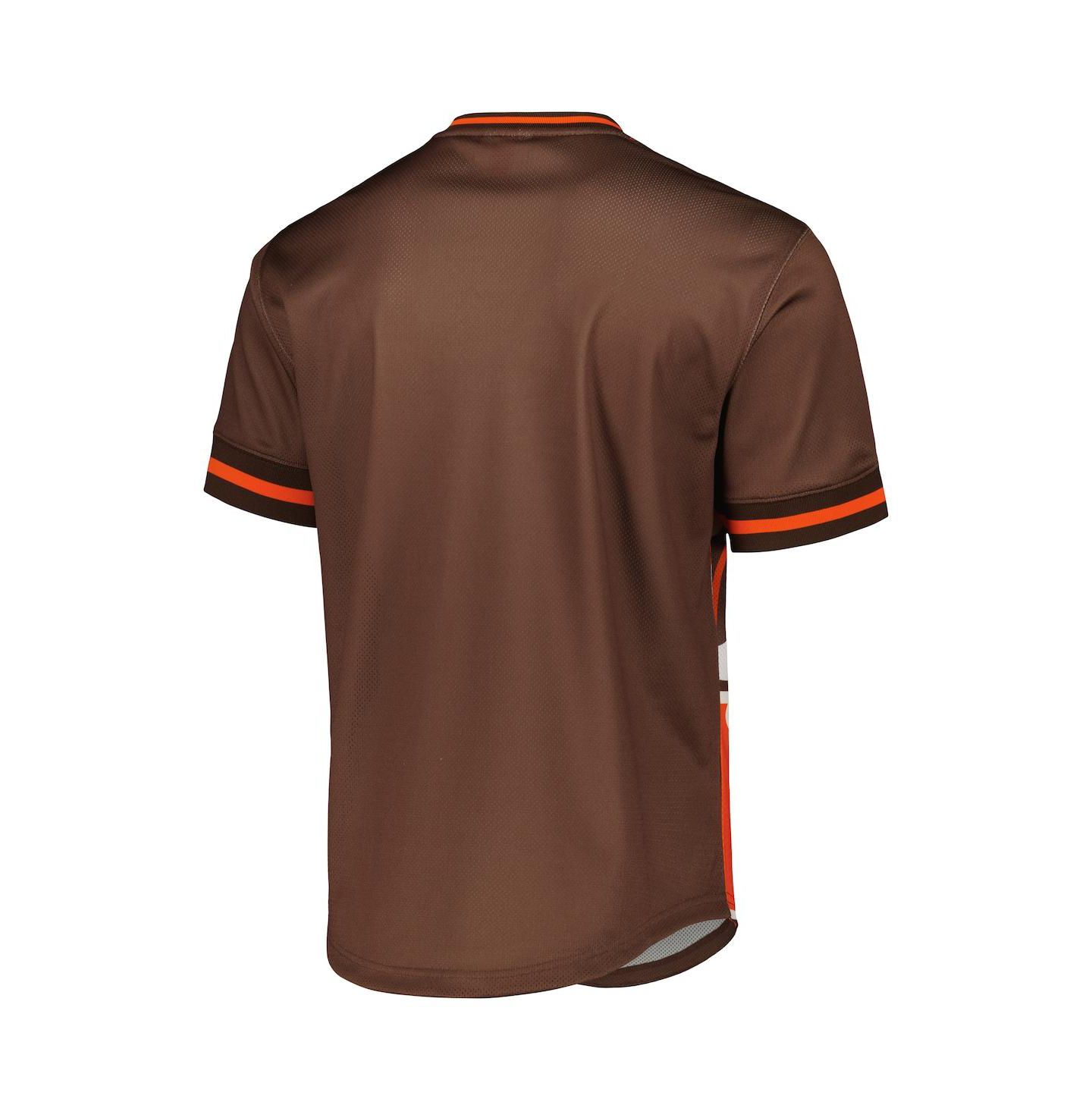 Мужская футболка Mitchell & Ness Orange Cleveland Browns Jumbotron 3.0 Mesh V-Neck — фото 3