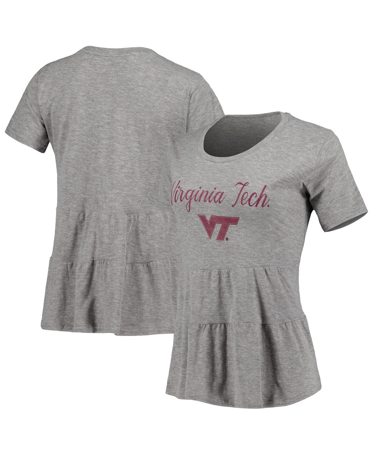 Women's Gray Virginia Tech Hokies Willow Ruffle-Bottom T-shirt - Gray