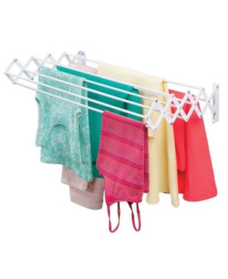 mDesign Steel Wall Mount Accordion Expandable Clothes Air Drying Rack ...