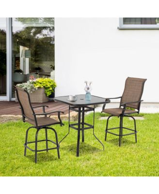 Set of 2 Outdoor Swivel Bar Stools for Backyard Balcony Poolside,