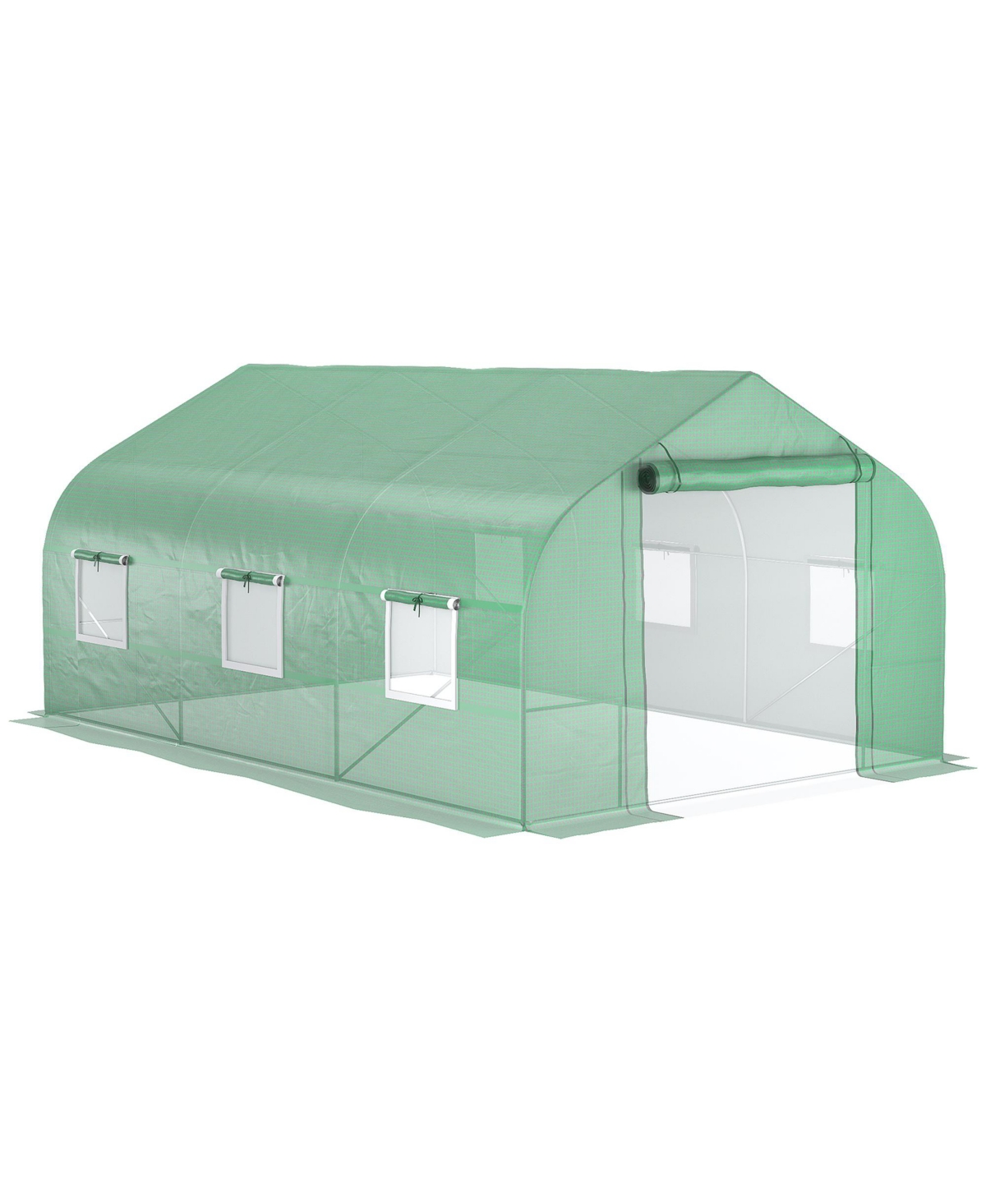 12' x 10' x 7' Outdoor Walk-In Tunnel Greenhouse Hot House with Roll-up Windows, Zippered Door, Pe Cover, Green - Green