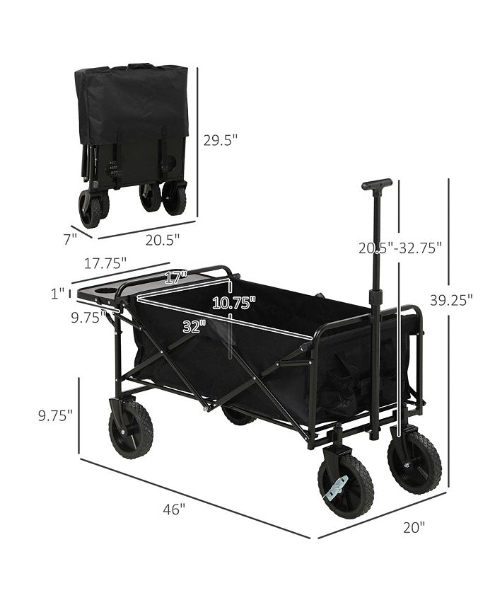 Outsunny Collapsible Wagon with Adjustable Handle, Folding Table and