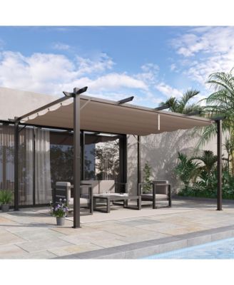 10' x 13' Pergola with Retractable Shade Canopy, Aluminum,
