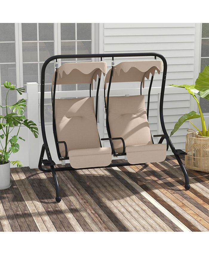 Outsunny Modern 2-Seater Outdoor Patio Swing Chair, Porch Seats with ...