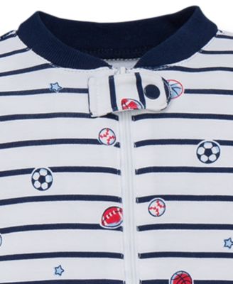 Baby Boys Sports Footed Coverall and Hat, 2 Piece Set