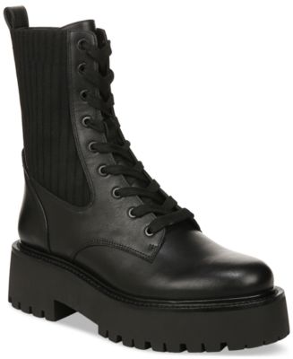 Sam Edelman Women's Evina Lace-Up Knit Combat Boots - Macy's