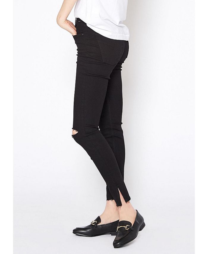 NOEND Denim Women's High Rise Skinny Knee Ripped Jeans in Black For ...